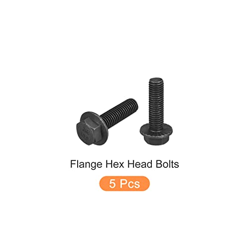 Image of METALLIXITY Flanged Hex Head Bolts (M10x35mm) 5pcs, Hexagon Serrated Flange Bolt Fully Thread Screw - for House Construction Hardware Fasteners