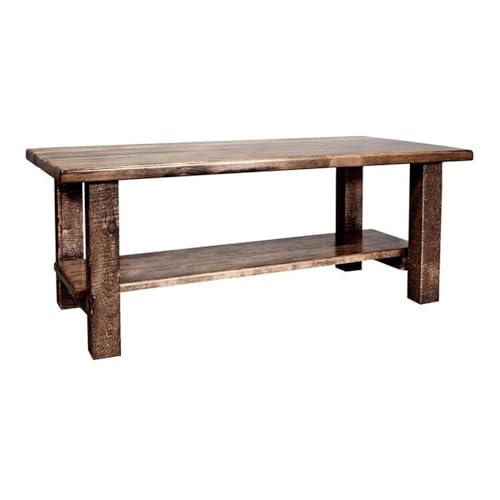 Montana Woodworks Homestead Collection Coffee Table with Shelf, Stain & Clear Lacquer Finish