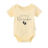 culbutomind Baby Tweelingen Rompertje Gepersonaliseerd See You In november Voor Jongens Meisjes Babykleding Pasgeborenen Cadeau, Geel Custom See You, 0-3 Maanden