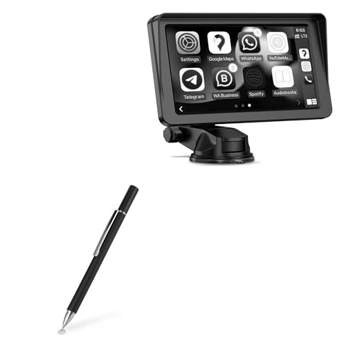 BoxWave Stylus Pen Compatible with HEI Liang Portable Wireless Apple CarPlay & Android Auto (7 in) - FineTouch Capacitive Stylus, Super Precise Stylus Pen - Jet Black