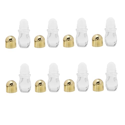 BIUDECO 8個ガラス製ローラーボトル 空ボトル オンプ コンパクト 耐漏れ設計 旅行用 スキンケア 用