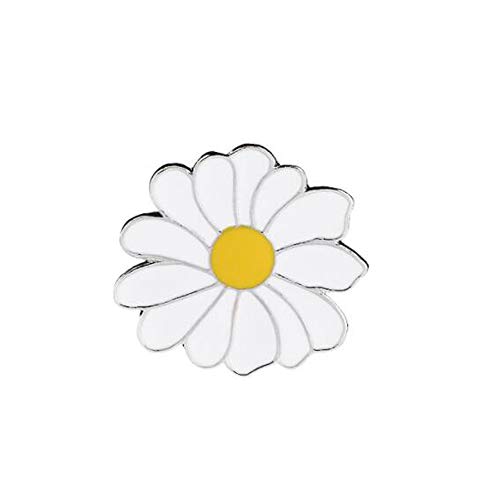 Image of Cute Metal Badge White Daisy Flower Spring Enamel Lapel Pin Brooches