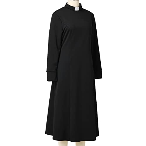Church Clergy Dress for Women Minister Spring/Autumn Long Sleeve Loose Elegant Dress with Tab Insert Stand Collar3