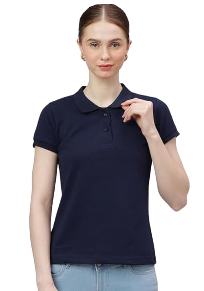 pd clori Classic Navy Polo T-Shirt for Women, Short Sleeve, Collared Neck-picture-36