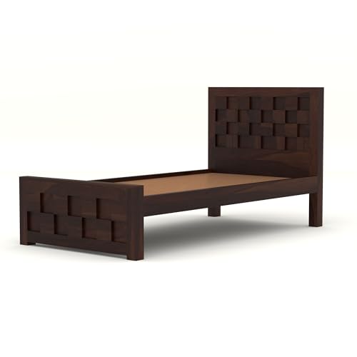 Image of Solid Sheesham Wooden Bed 6X4 Bed Single Bed Without Storage for Bedroom - Single Cot Wooden BedSingle Size for Living Room Guest Room - 12 Month Warranty (Jack Walnut)