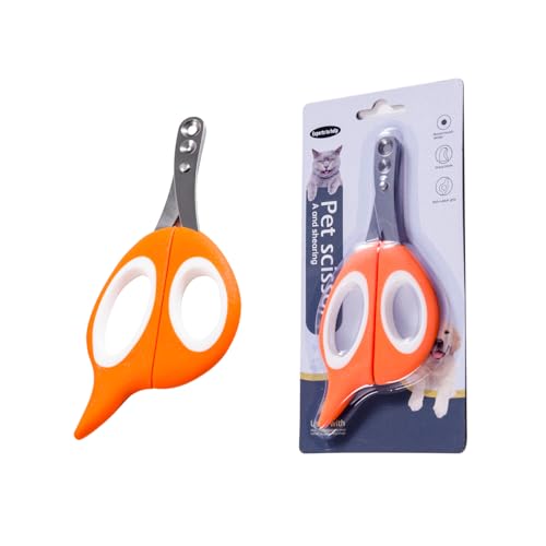 Image of Cat Nail Clipper Cat Nail Trimmer Pet Nail Clippers Cat Claw Clipper Safety Guard Small Animals Nail Clippers with Hole Professional Grooming Tool for Puppy, Kitten, Dog, Rabbits Sharp & Safe (Orange)