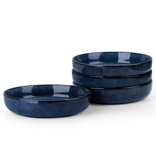 LIANYU Stoneware Pasta Bowls Set of 4, 35oz Large Salad