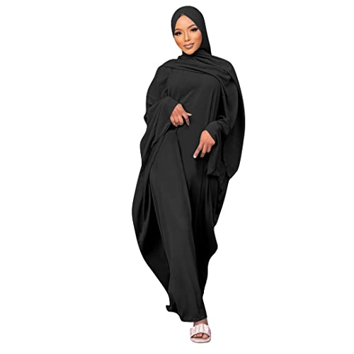 Muslim Dress for Women Pakistani Kaftan Abaya Robe + Hijab Arabic Islamic Prayer Clothes Dubai Outfits2