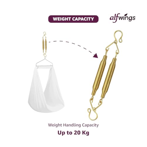 Image of Combo Set Baby Cradle Spring and Hanger | Up to 20 Kg | for Swing Jhula Straight Hanging Spring for, Thottil Hook Jhoola Palna (Gold, Center Hole)