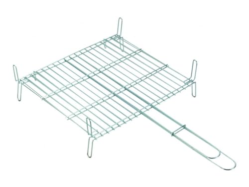 VoltShine Parrilla Doble de Acero Inoxidable 50x50cm, Ideal para Cocinar a la Parrilla y Asados, Fácil de Limpiar y Resistente.
