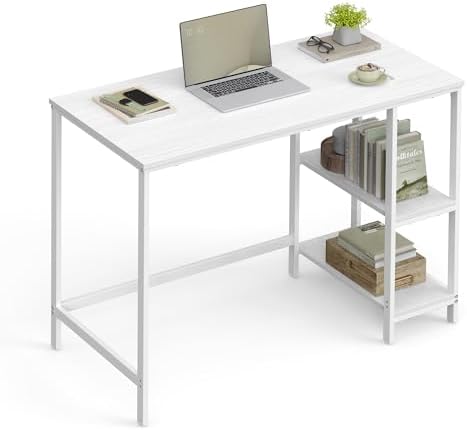 Scrivania Con Libreria 110x55 Cm - Legno Bianco Per Ufficio, Studio O Cameretta - Foto 12