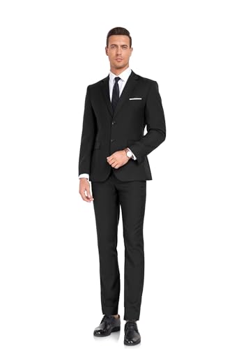 Men's Suit Black Slim Fit 2 Button Formal Business Suits for Men 2pcs Casual Wedding Tuxedo Single Breasted XS2