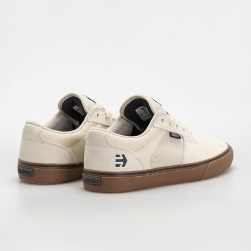 Image of Etnies Barge LS - Classic Skate Look, Slim Vulcanized Silhoutte, Hefty Armored Collar, Reinforced Vulc - White /Navy - 9