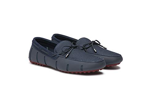 SWIMS Mens Loafers, Braided Lace Shoes for Men, Casual Beach Loafer, Comfortable Summer Shoe, Stylish Lightweight Walking Footwear, Quick Dry Breathable Eco Friendly Footbed (Navy/Red,9.5)2