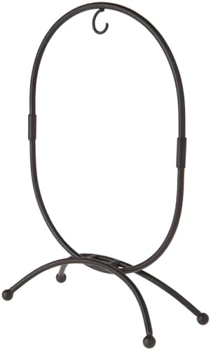 Bard's Oval Shaped Black Wrought Iron Ornament Stand, 11" H x 7.25" W x 7.25" D image 3