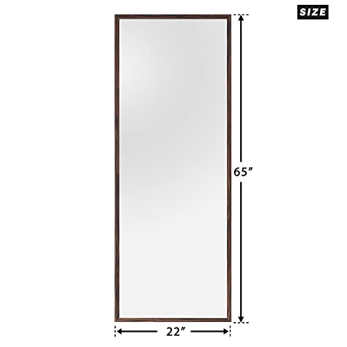 Image of NeuType Full Length Hanging Floor Mirror with Standing Holder Bedroom Locker Room (Walnut Solid Wood)