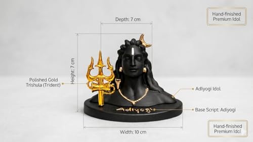Image of Adiyogi Shiva Statue for Car Dashboard & Home Decor | Lord Shiva Idol with Trishul & Damru | Matte Finish Resin Showpiece for Office Desk, Pooja Room & Spiritual Gift