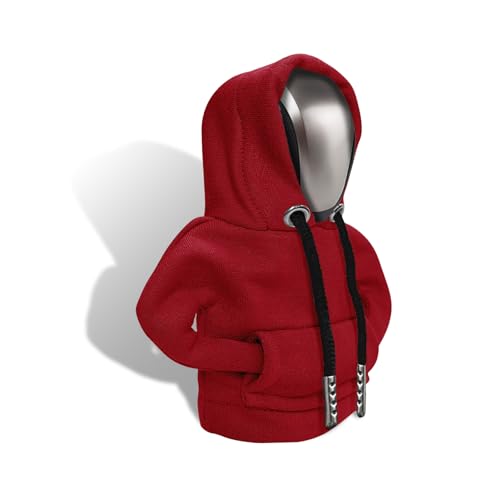 RGOAANC Gear Shift Hoodie, Gear Shift Cover, Fashionable Hoodie Automotive Gear Shift Knob Protector, Car Accessories Mini Sweater Gear Shift Knob Cover for Car Gear Shift Levers (Red)