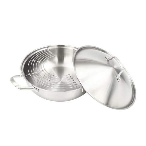 Wok en acier inoxydable avec couvercle et poêle induction - 5