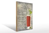 Femer Cartel de madera 30 x 40 cm Bloody Mary Cocktail ingredient