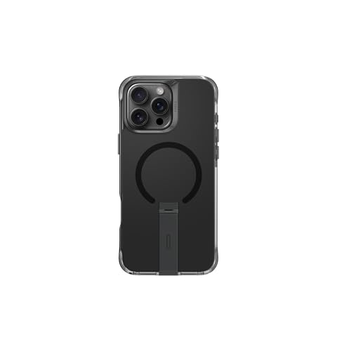 UNIQ Hybride pour iPhone 16 Pro Max MagClick Charge Eleva avec Support Vertical – Noir Carbone