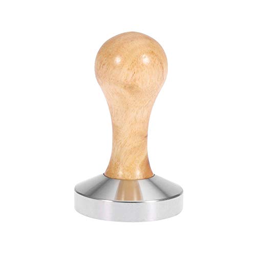 Herramienta de prensa de 58 mm de mano de madera de roble con mango de café (base plana)