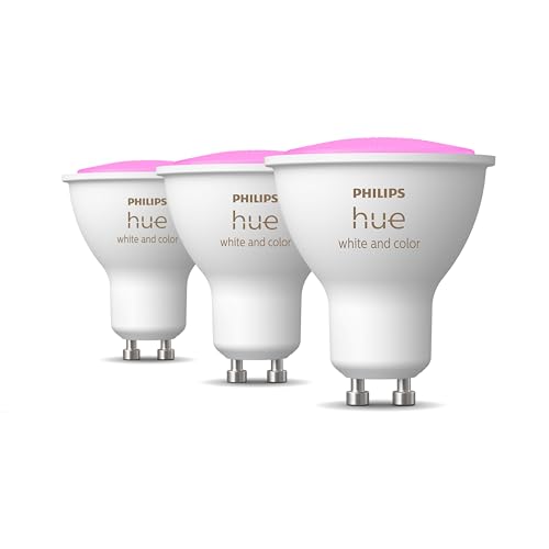 Philips Hue White and Color Ambiance Ampoule LED connectée Pack de 3, culot GU10, 350 lumens (équivalent 50W). Compatible Bluetooth. Fonctionne avec Alexa, Google Assistant et Apple HomeKit