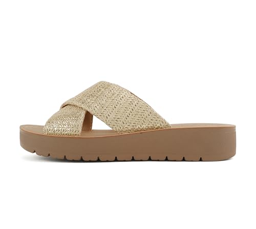 Image of Soda LUCY ~ Women Open Toe Flatform Platform Crisscross Band Upper Fashion Slide Sandals
