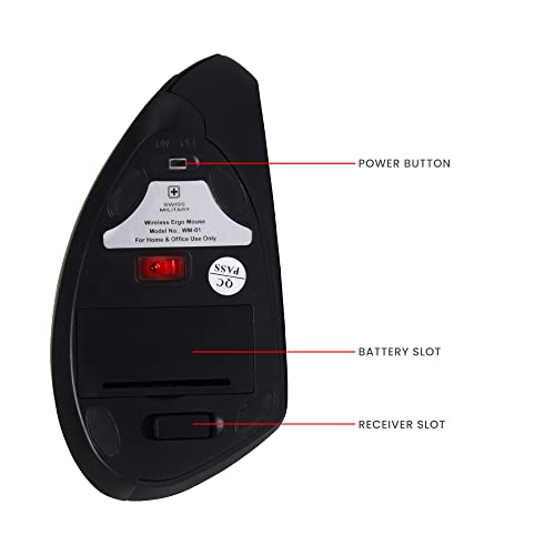 Image of Swiss Military Wireless Gaming Mouse, Ergonomic Mouse for Gaming with LED Light, Vertical Mouse| Adjustable DPI Range 800-1600, 10m Operating Range, Supports Wrist & Hand Posture, Black, 1
