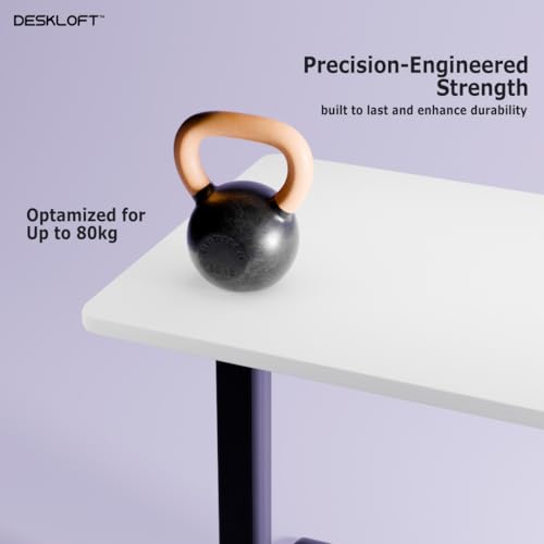 Image of Electric Standing Desk Height Adjustable Workstation| Ergonomic Sit Stand with Walnut Wood Grain Top, Motorized Adjustable Computer Desk for Home Office (Black Frame & White Top, 1200x600 mm)
