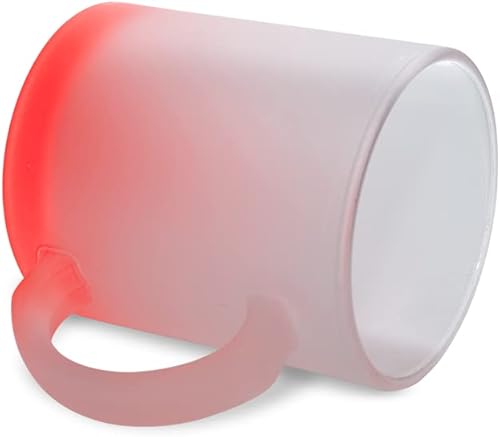 Miniatura 4 de MR.R Juego de 6 tazas de vidrio rojo esmerilado de 11 onzas con asa para transferencia de revestimiento térmico térmico