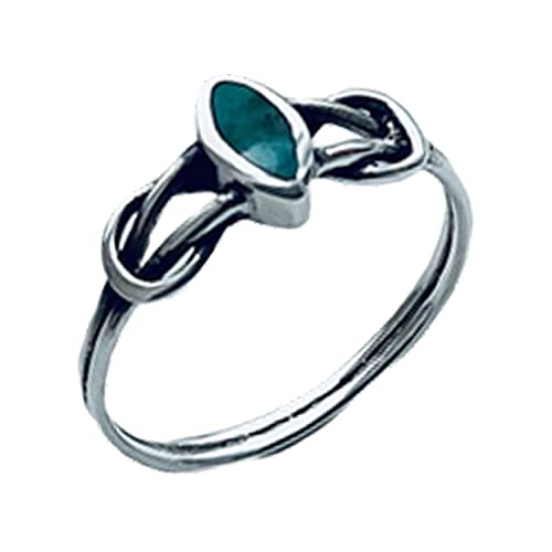 Sólido nudo de amor de plata de ley con anillo de turquesa genuina en forma de diamante pequeño, anillo delicado, anillo minimalista, anillo del día de la madre