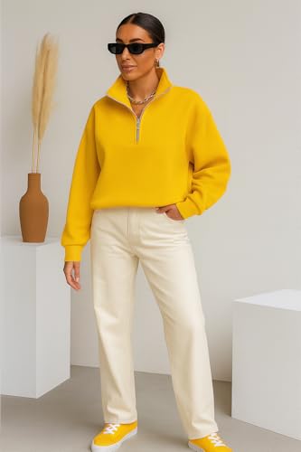 Image of Mack Jonney Women's Fleece Half-Zip High Neck Sweatshirt | Warm & Stylish Winter Wear -M4746