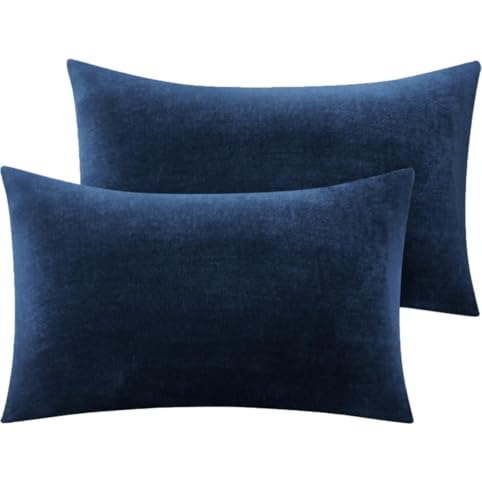 Image of Sands Premium Ultra Soft Woollen Pillow Cover Set of 2 for Winter with Zipper Closure, Cozy Pillow Case Perfect for Warmth, Flannel Warm Pillowcases, King size-18X28 Inches (Navy Blue)