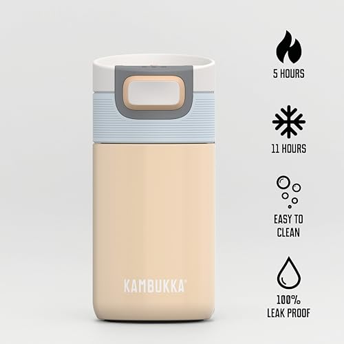 Kambukka Etna 300ml / 10oz Insulated Travel Mug in Stainless Steel, Leak-Proof Thermos with Snapclean Technology - Image 2