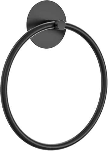 Image of iSTAR Self Adhesive Bathroom Towel Ring Stainless Steel | Wall Mounted Round Towel Holder for Hand Towels, Wash Basin & Kitchen Use (Black)