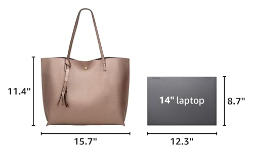 Image of Dreubea Women's Soft Faux Leather Tote Shoulder Bag from, Big Capacity Tassel Handbag