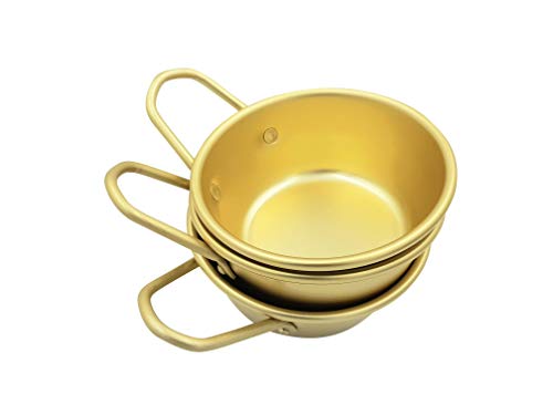 Abkitchen Korean Traditional Wine Bowls Korean Raw Rice Wine Hiking Soup Dish 4.7 inches 3 pcs Aluminum Yellow Made in Korea