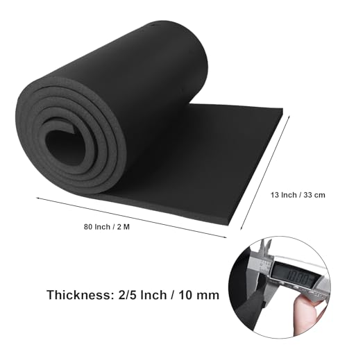 Image of DGSL Foam Insulation Neoprene Sheets No Adhesive, 13''W x 79''L x 2 /5''T | Weatherproof Soundproof Padding for Automotive, Multi-Function Soundproof Large Closed Cell Neoprene Rubber Roll, Black