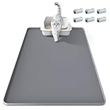 TIMOHCR Cat Litter Mat 34' X 22', Cat Litter Box Mats Waterproof Silicone Pad for Floor Pee Pad Tray Holder with Complimentary 6 Clamps