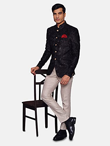 Image of WINTAGE Men's Emroidered Velvet Green Bandhgala