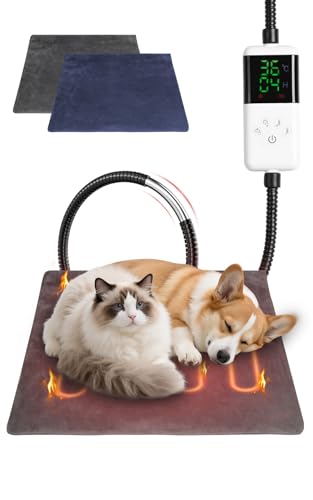 ペット用ホットカーペット ペットヒーター Intime 【ペット専門家監修】猫 犬用 ヒーターマット 30?60°C温度調節可能 24段階タイマー機能 ペットカーペット 恒温機能 コード全身ラセン管付き 噛み付き防止 暖房器具 寒さ対策 過熱保護 ペット用