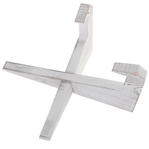 jojofuny Soporte de Lectura de Libros de Cocina en Madera Maciza Acabado Blanco Envejecido, Atril Multifuncional en Forma de X Base Estable para Recetas y Tableta, Adecuado para Uso