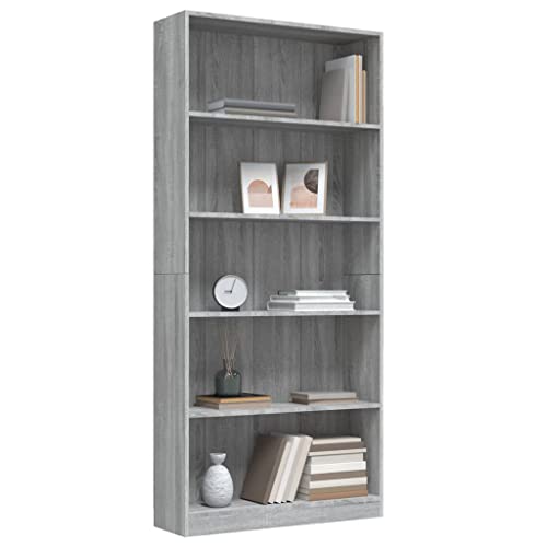 ZXDTVFGN Librería de 5 Niveles con estantes Abiertos, estantería Sencilla para el hogar, Mueble de Almacenamiento para Sala de Estar, Dormitorio, Oficina, Pasillo, Color Gris