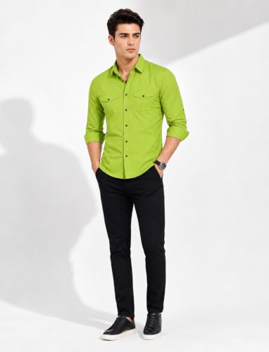 Image of Men's Double Flap Pocket | Regular Fit | Solid Spread Collar | Versatile Everyday Office Wear Comfortable |Stylish Design | Shirt