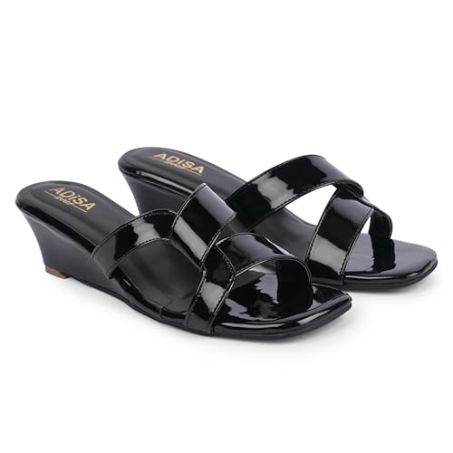 Image of Women Girls Comfortable Slip-On Glossy Sandals - Stylish All Day Comfort Ladies Footwear for Daily Wear