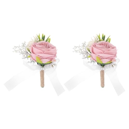 QUARKZMAN 2 STK. Bräutigam Anstecksträuße Rose Anstecksträuße Pins 10 cm x 11 cm für Männer...