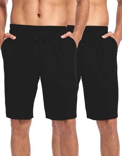 COLORFULLEAF 2er/3er Pack Schlafanzughose Herren Kurz Bambus Pyjamahose Schlafhose Weich Sommer Freizeithose für Männer(2 Stücke Schwarz,M) COLORFULLEAF 2er/3er Pack Schlafanzughose Herren Kurz Bambus Pyjamahose Schlafhose Weich Sommer Freizeithose für Männer(2 Stücke Schwarz,M)