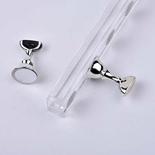 Leq Nail Tips Practice Display Stand Magnetic Stuck Acrylic Crystal Holder For False Nails Tips 1 Set Silver #TOP3