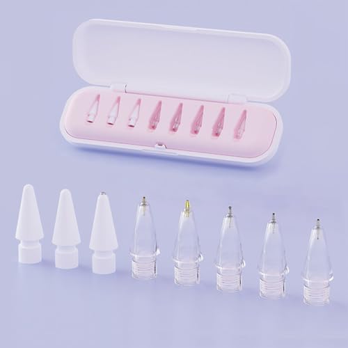 Image of 8-Pack Apple Pencil Tips for 1st /2nd Gen /Pro /USB-C, Multi-Type Silent Nibs with Case, Wear-Resistant High Sensitivity for iPad Pro /Air /Mini (2B /2H /3.5mm /Small Bullet /Elastic)​